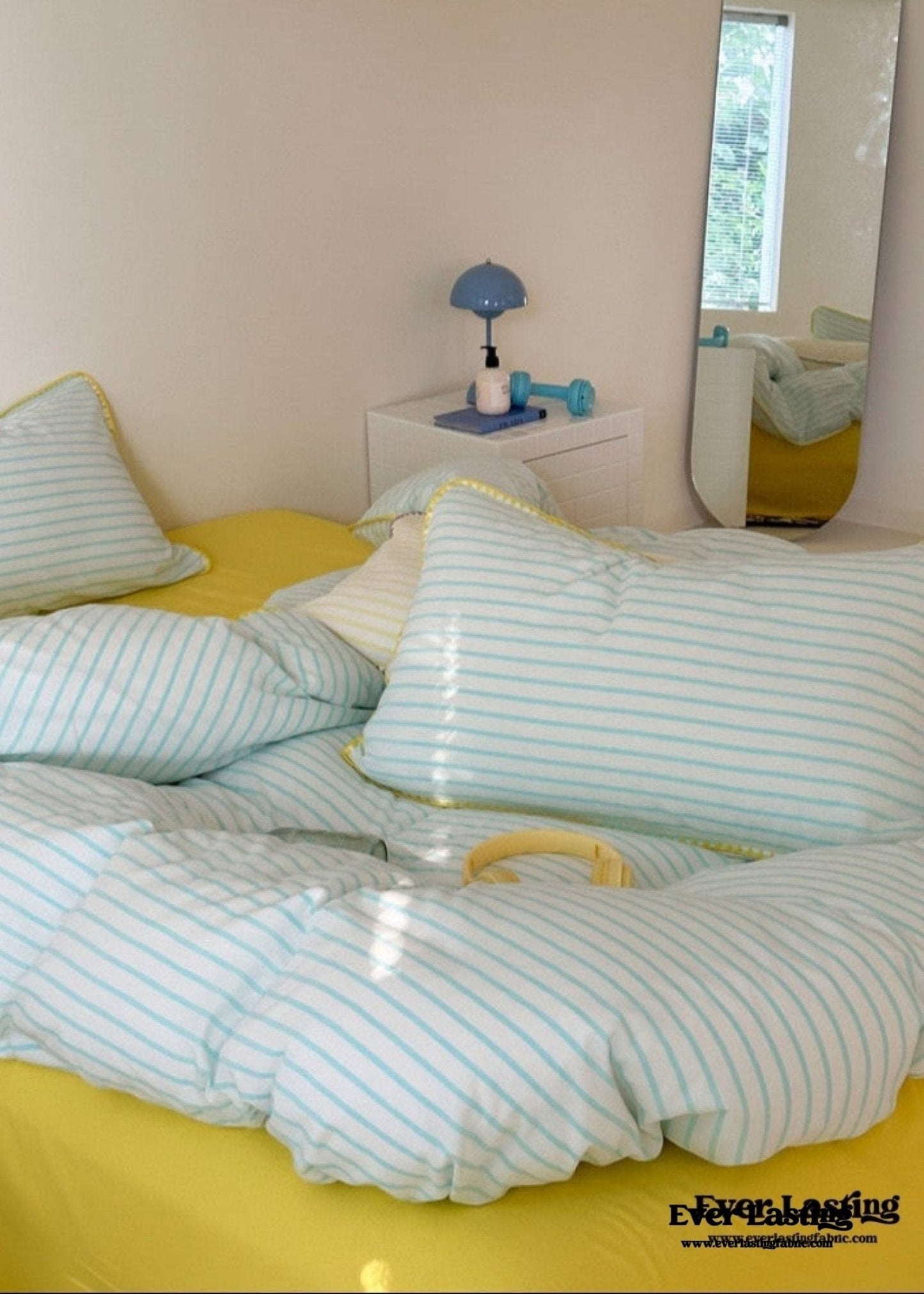 Pepper Candy Stripe Bedding Set / Light Green