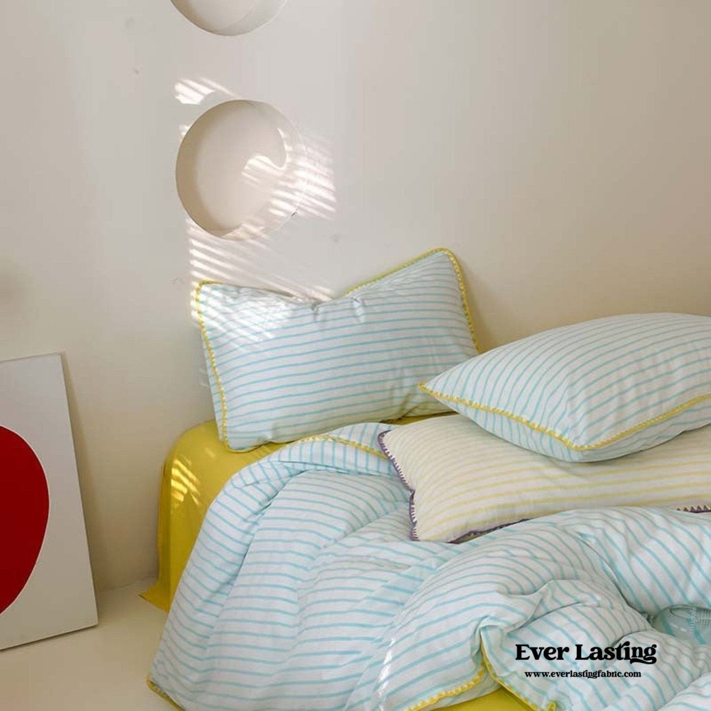 Pepper Candy Stripe Bedding Set / Light Green