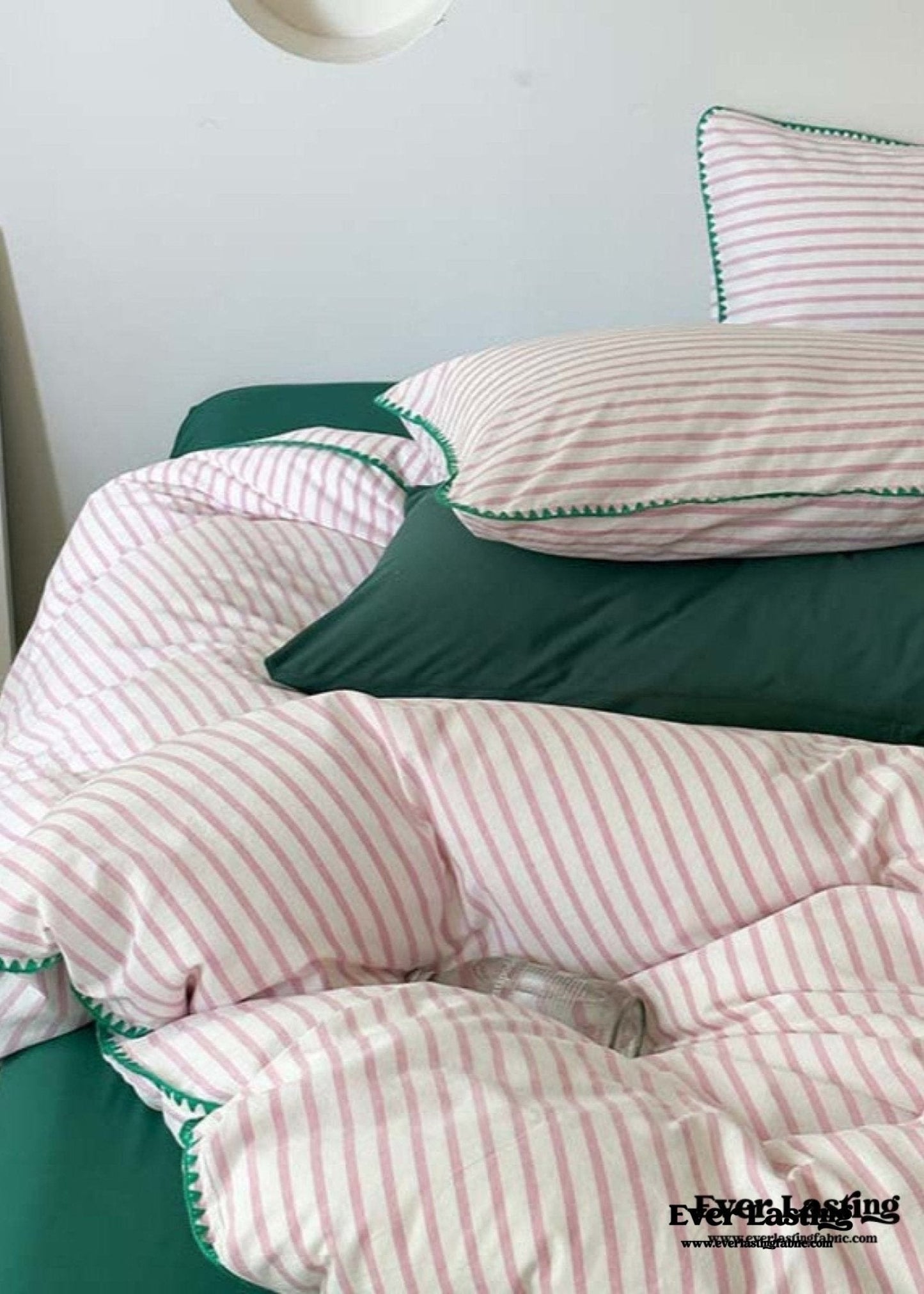 Pepper Candy Stripe Bedding Set / Light Green