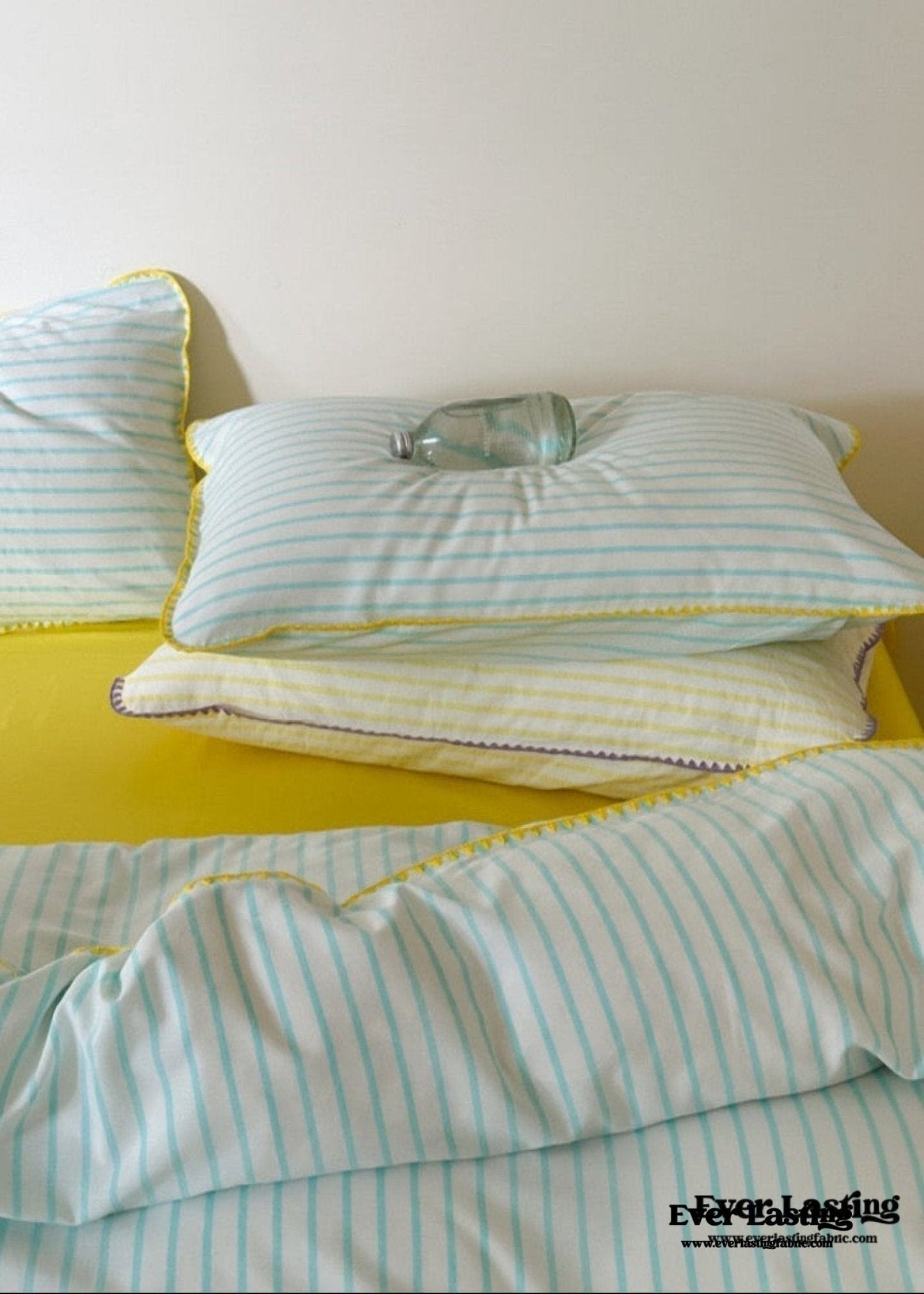 Pepper Candy Stripe Bedding Set / Light Green
