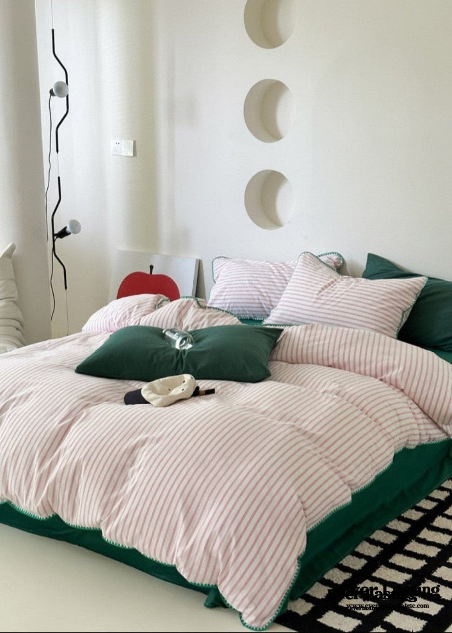 Pepper Candy Stripe Bedding Set / Light Green