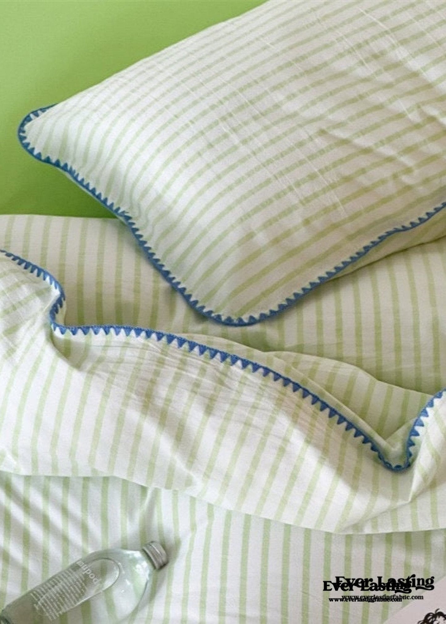 Pepper Candy Stripe Bedding Set / Light Green