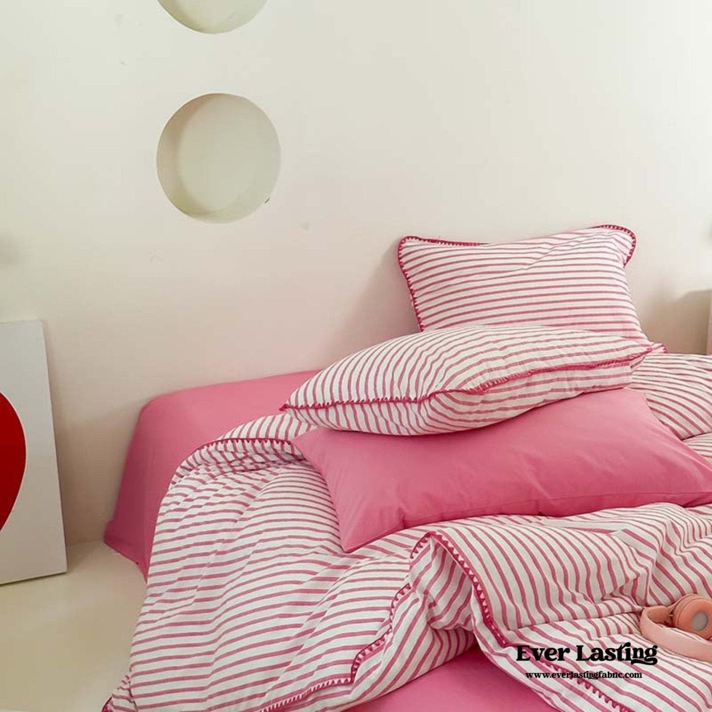 Pepper Candy Stripe Bedding Set / Light Green