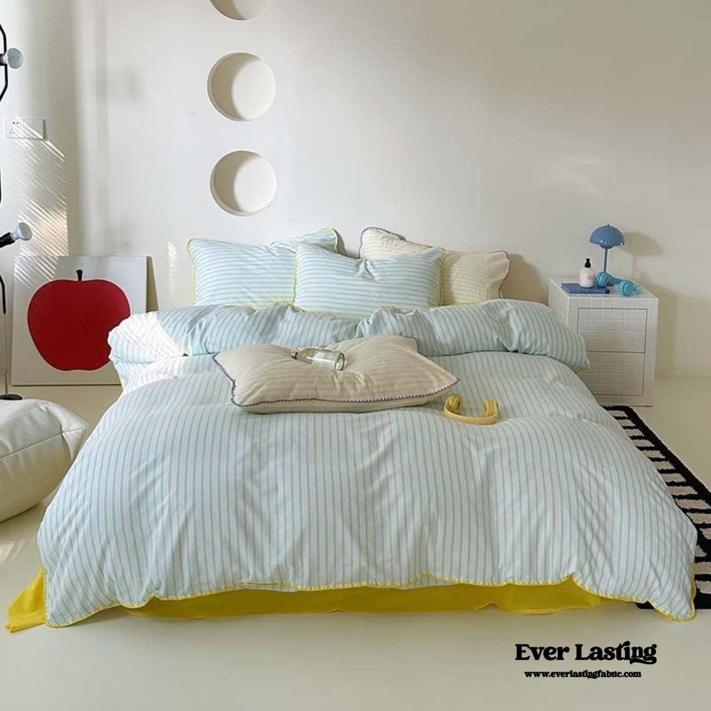 Pepper Candy Stripe Bedding Set / Light Green