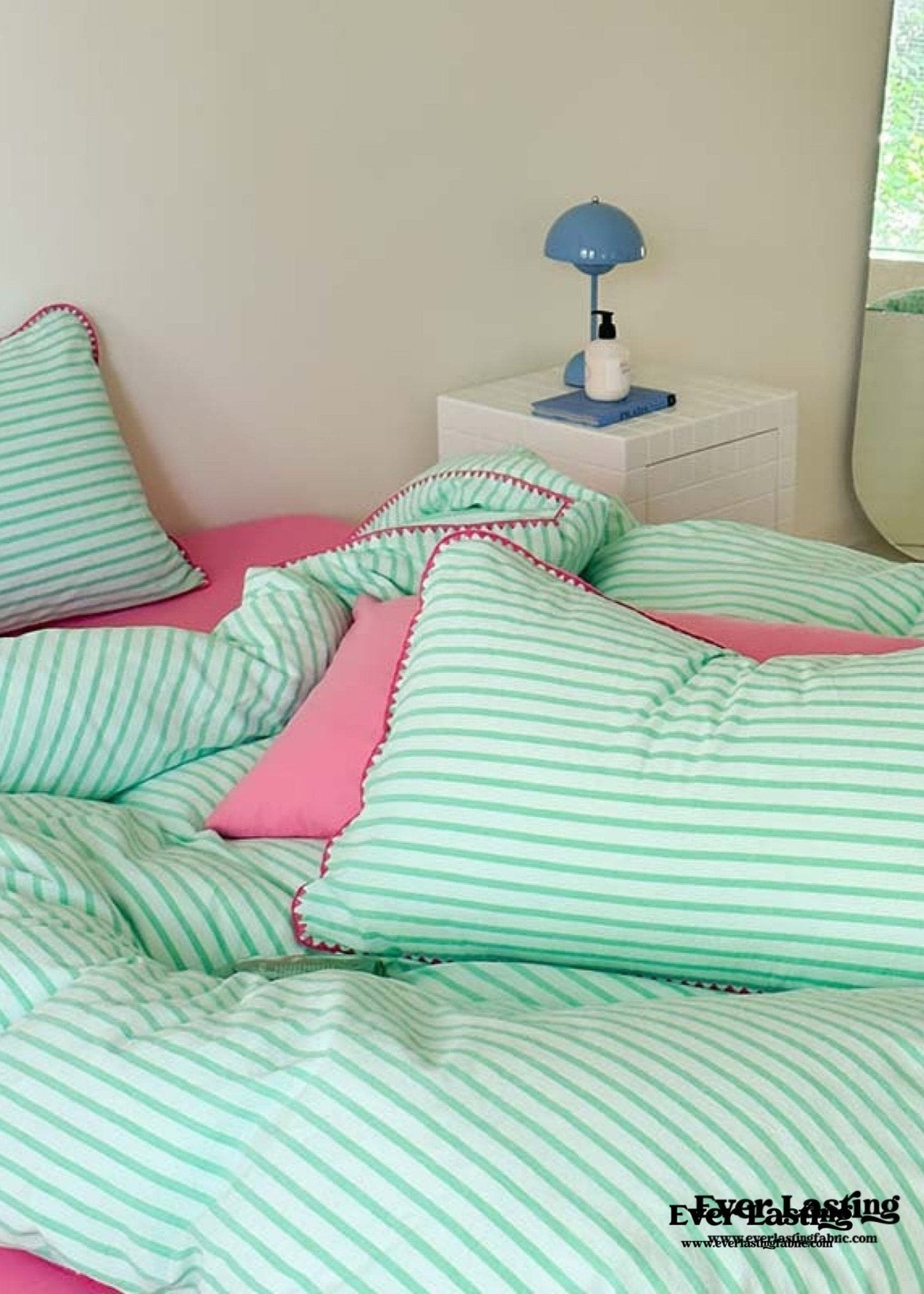 Pepper Candy Stripe Bedding Set / Light Green