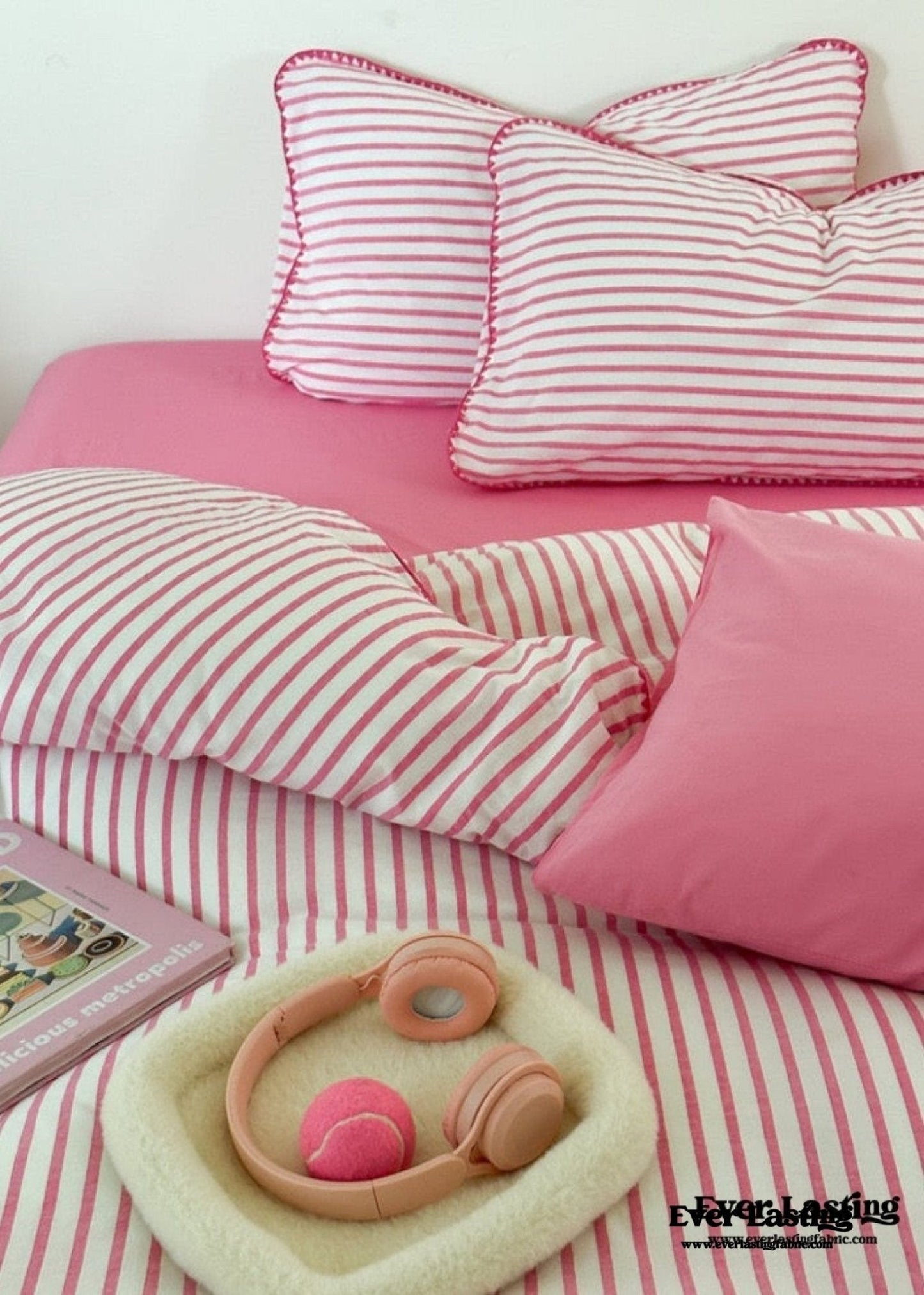 Pepper Candy Stripe Bedding Set / Light Green