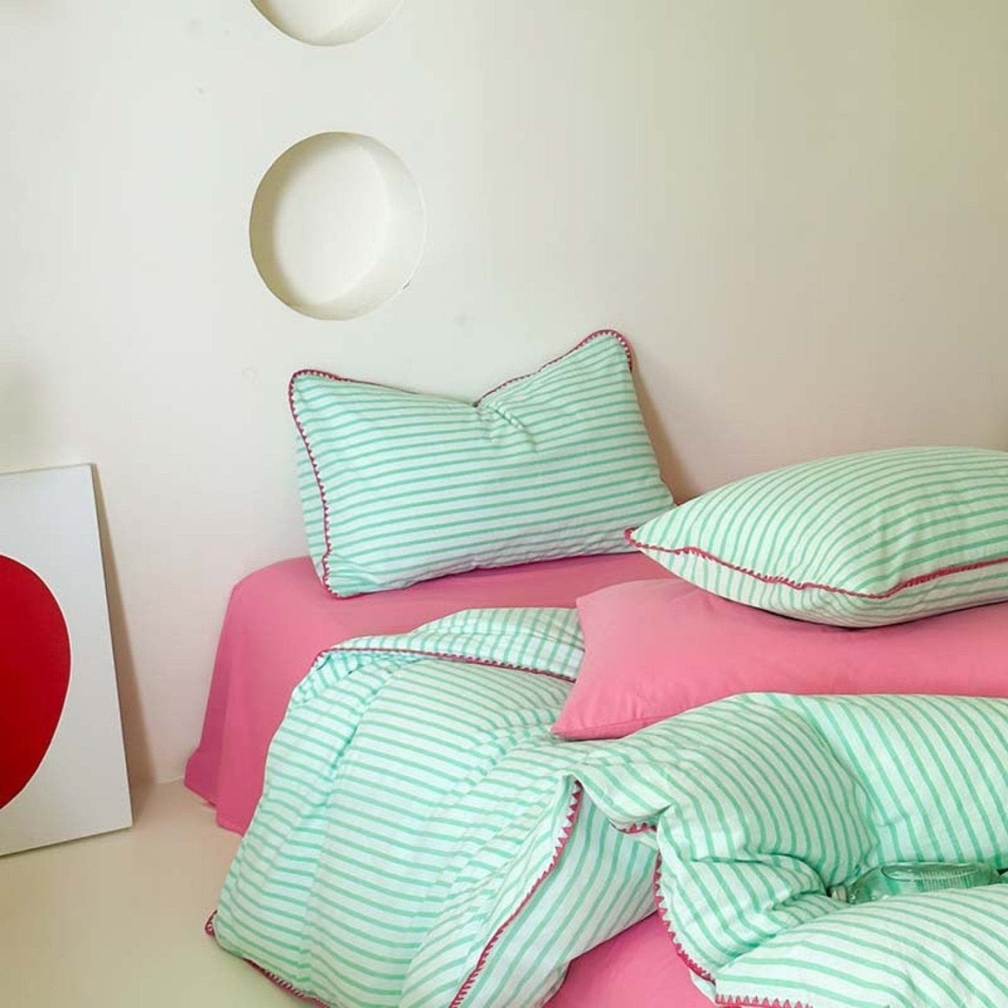 Pepper Candy Stripe Bedding Set / Purple + Green