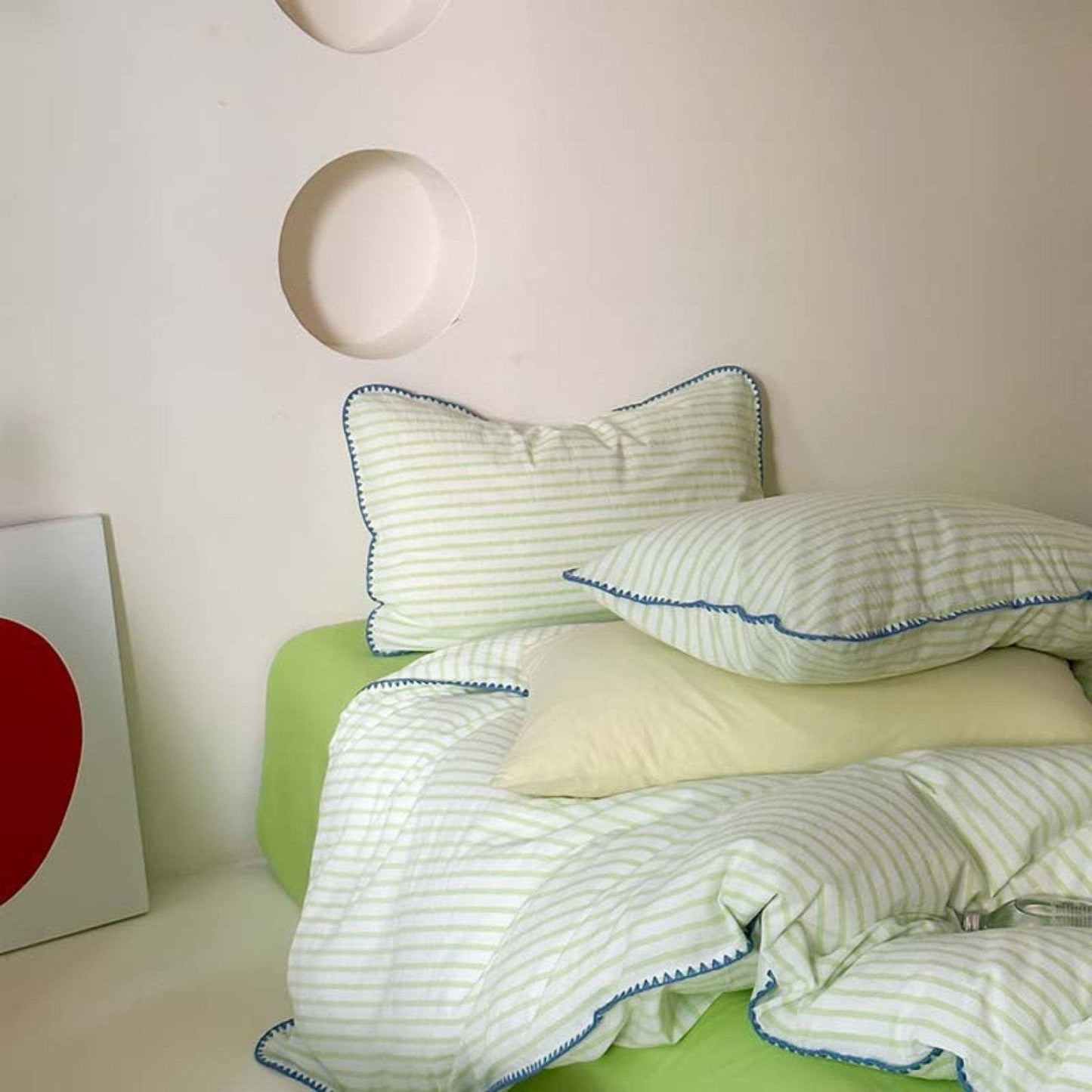 Pepper Candy Stripe Bedding Set / Purple + Green