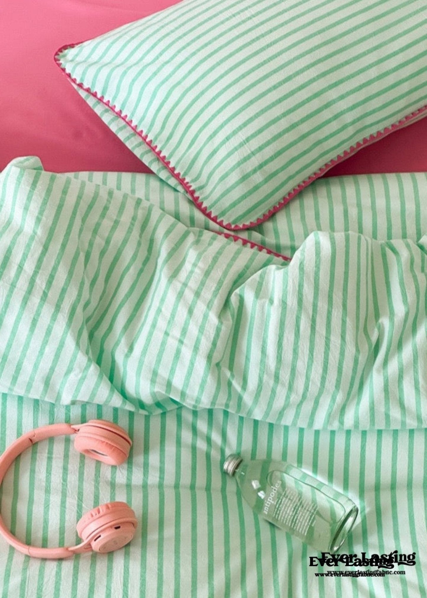 Pepper Candy Stripe Bedding Set / Purple + Green