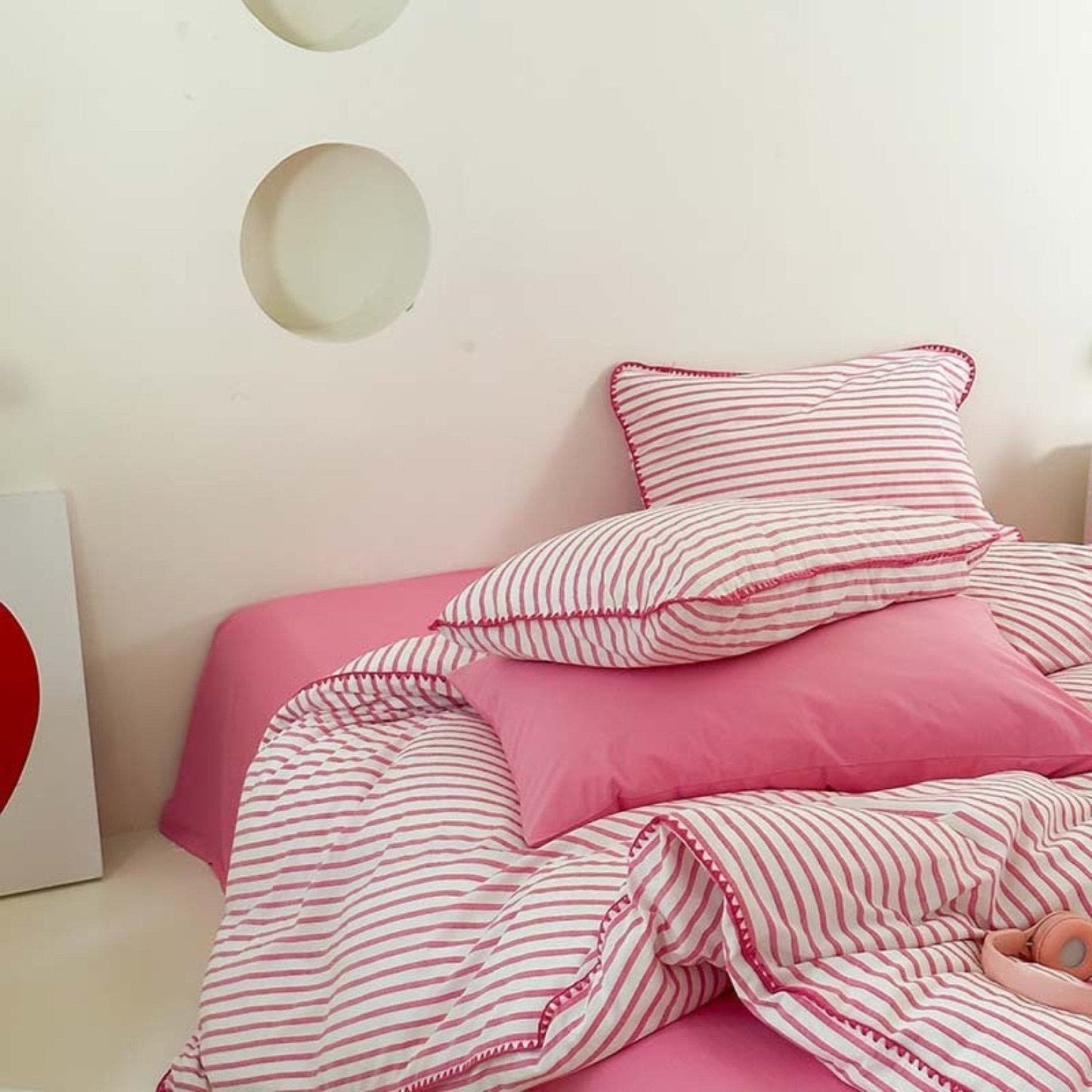 Pepper Candy Stripe Bedding Set / Purple + Green