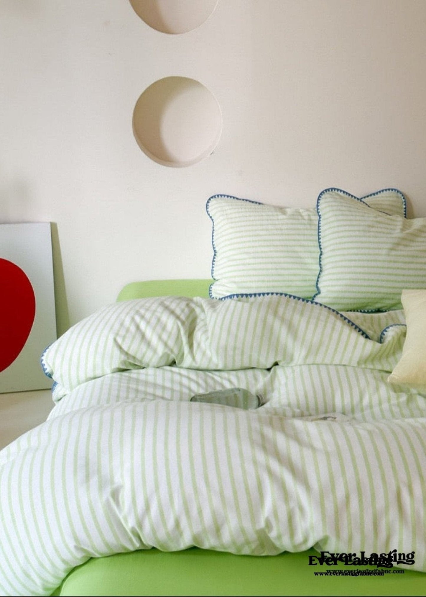 Pepper Candy Stripe Bedding Set / Purple + Green