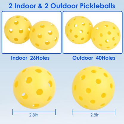 Portable Pickleball Net Set 22ft Regulation Size Net Pickle Ball Net System with 4 Pickleballs 4 Paddles Carrying Bag for Driveway Backyard