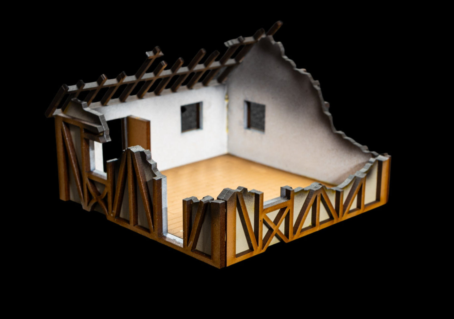 28mm Small Half Timber House  - 28MPNT550 (Assembled and Painted)