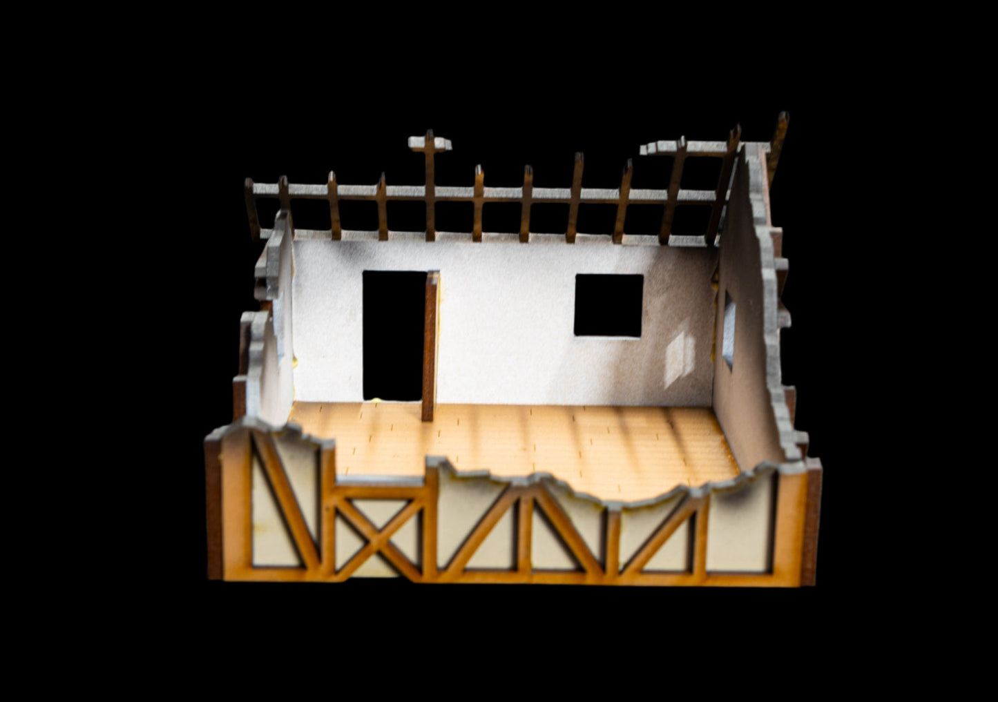 28mm Small Half Timber House  - 28MPNT550 (Assembled and Painted)