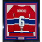 Framed Autographed/Signed Pierre Mondou "3 Cups 77-78-79" 35x39 Montreal Red Hockey Jersey JSA COA