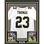 Framed Autographed/Signed Pierre Thomas 35x39 New Orleans White Football Jersey JSA COA