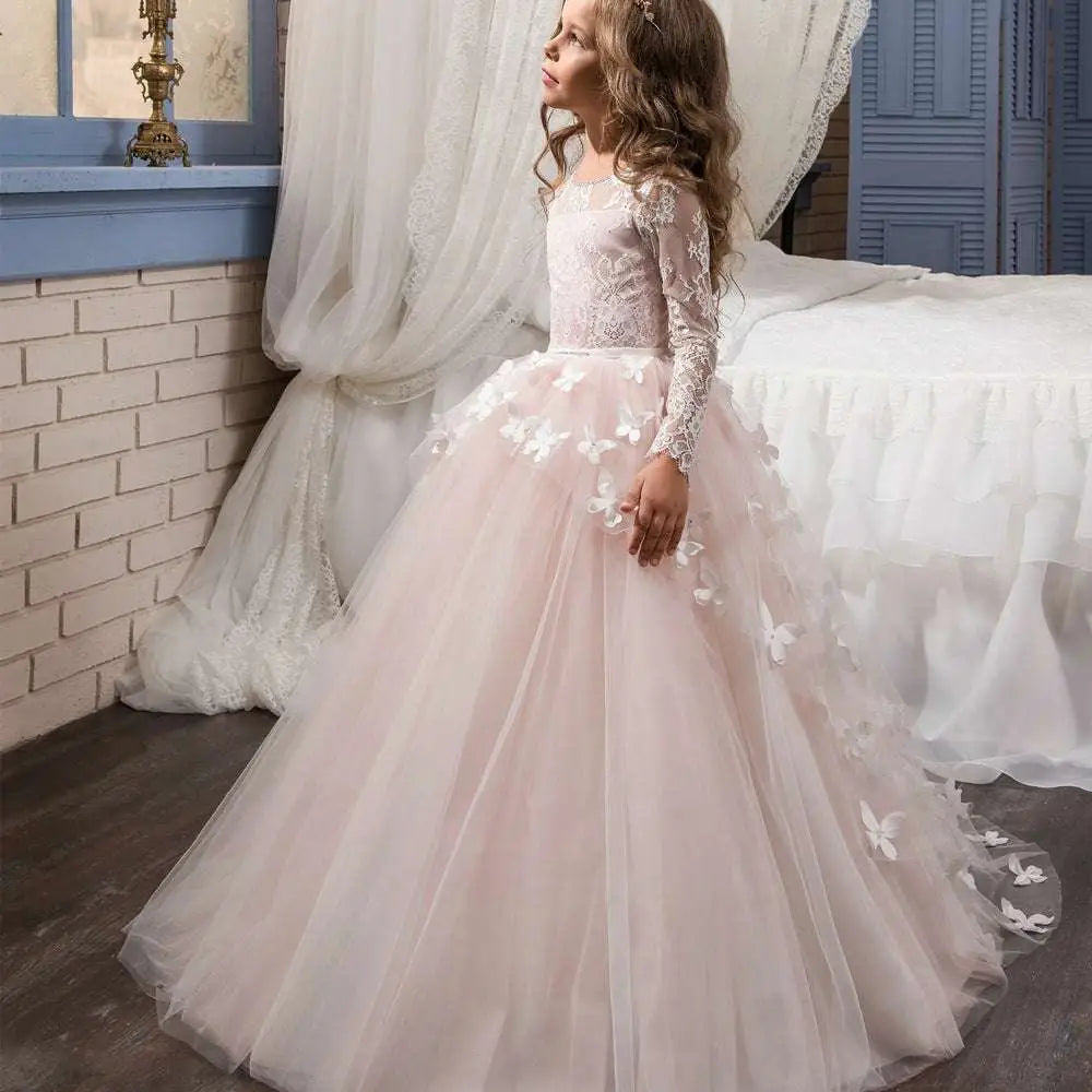 Pink Butterfly Lace Girls Pengpeng Skirt