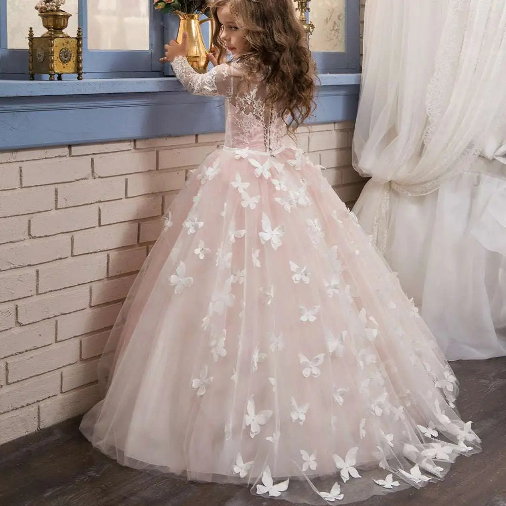 Pink Butterfly Lace Girls Pengpeng Skirt