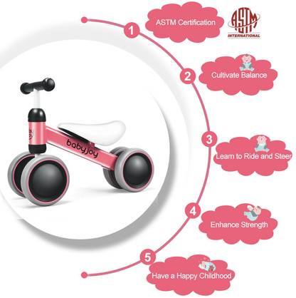 Pink Children's Balance Bike - No Pedals, Perfect for Toddlers to Learn and Play