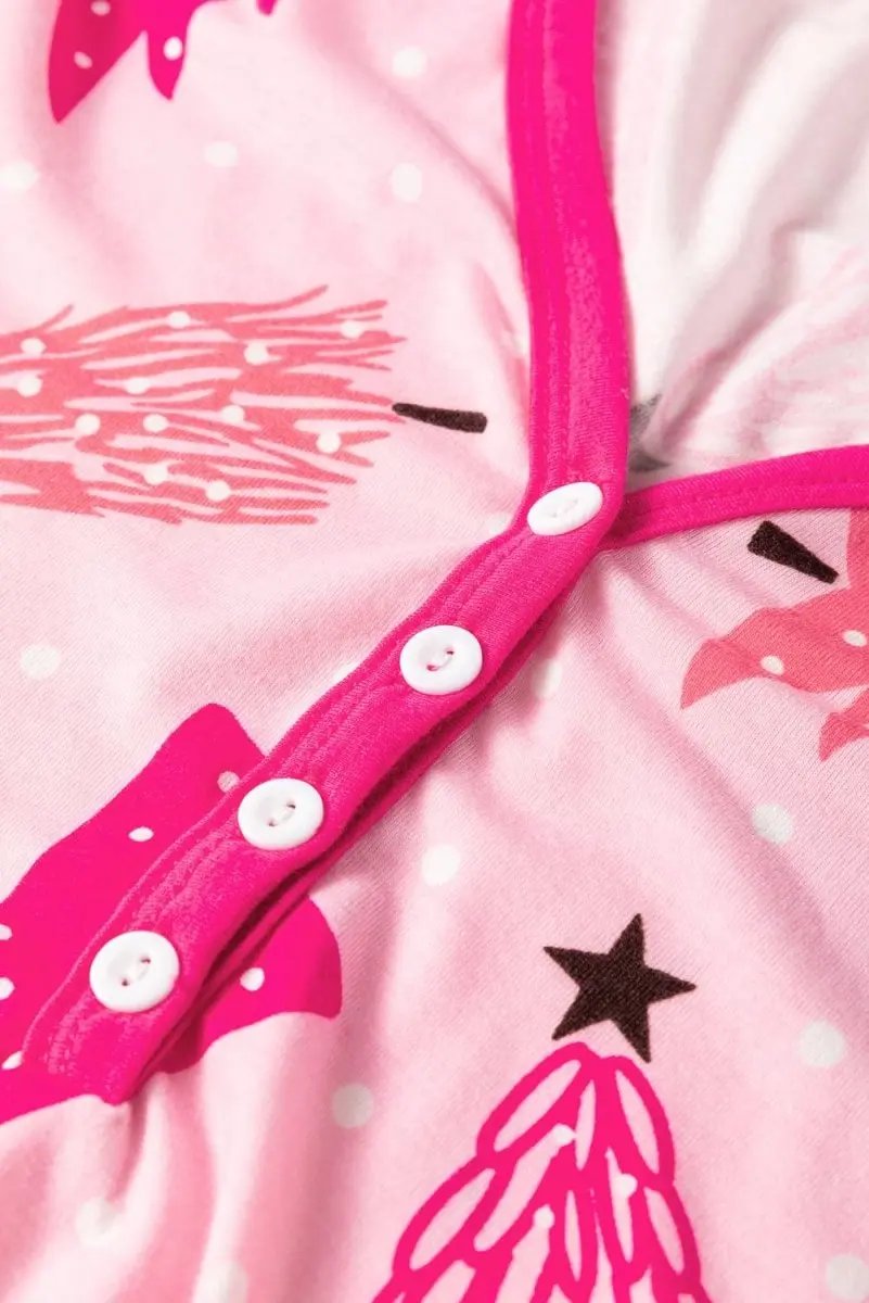 Pants Love Salve Pink Christmas Tree Women's Lounge Set Holiday Pajamas - Soft & Comfy
