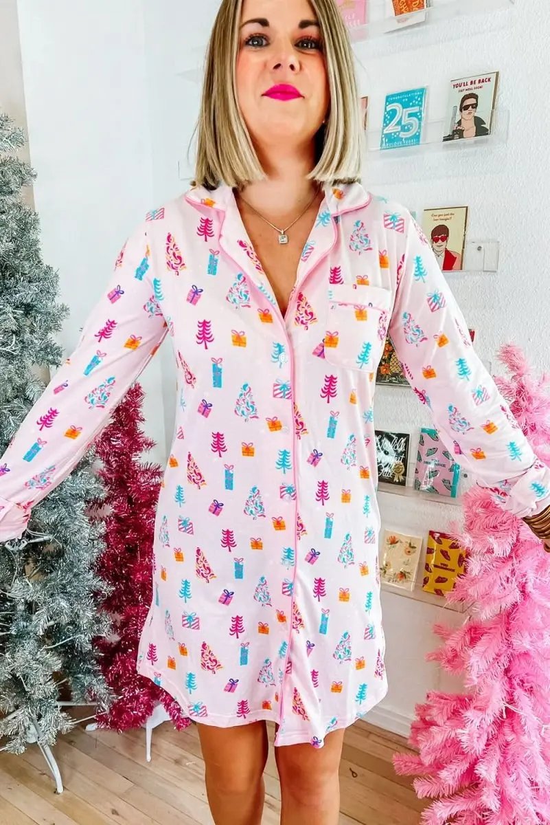 Love Salve Pink Sleep Dress Women's Soft Loungewear