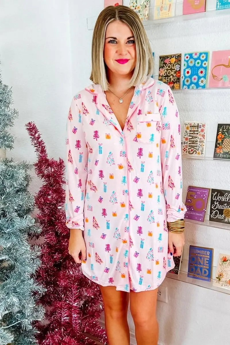 Love Salve Pink Sleep Dress Women's Soft Loungewear