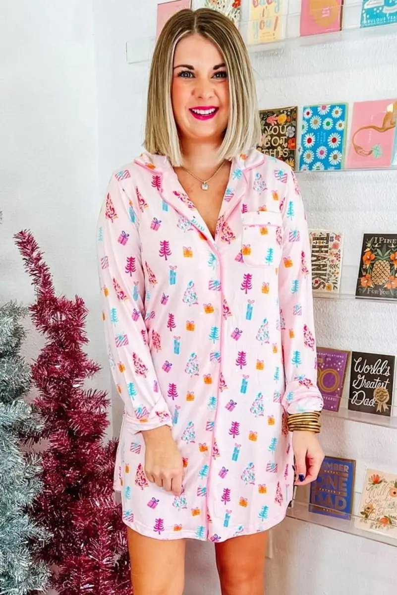 Love Salve Pink Sleep Dress Women's Soft Loungewear