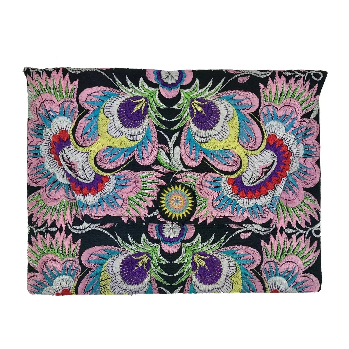 Embroidered Flower Clutch