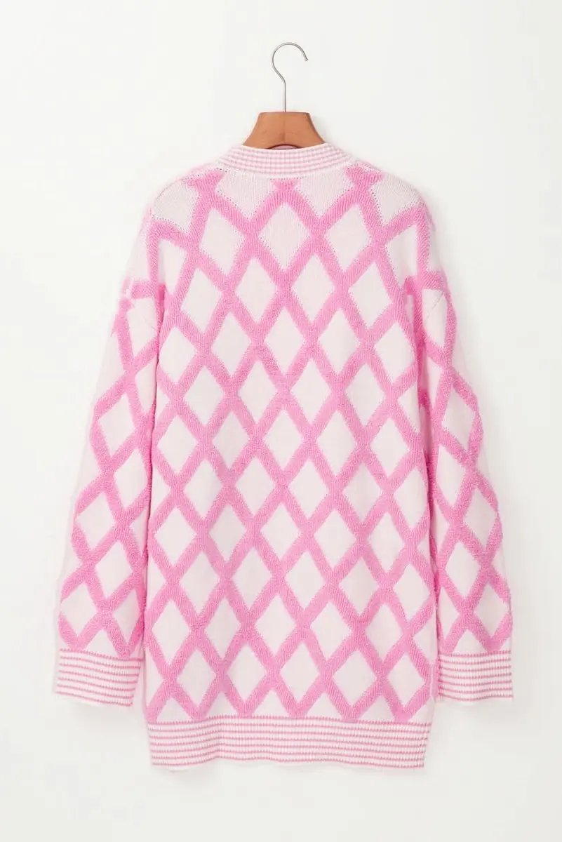 Love Salve Cardigan Sweater Pink Knit — Soft Open Front With Pockets