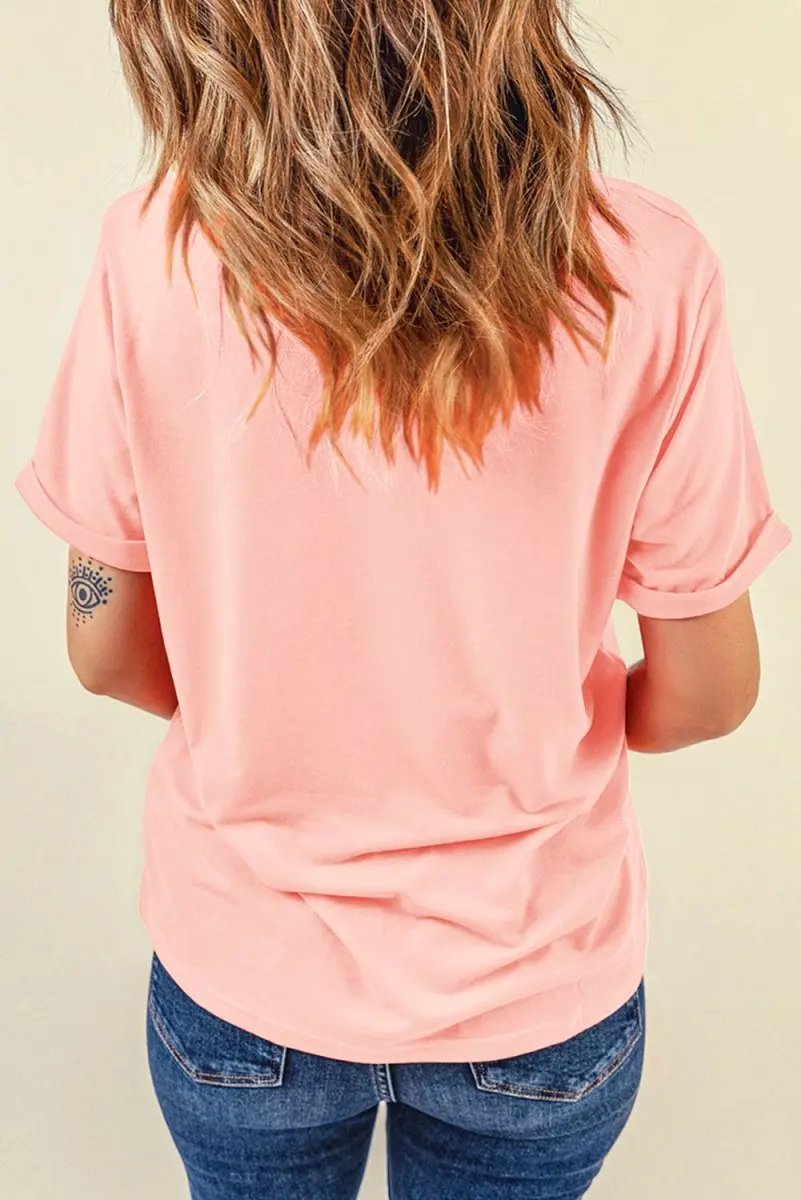 T-Shirts Love Salve Pink Crawfish Print Women's Tee Casual Summer Fashion Top