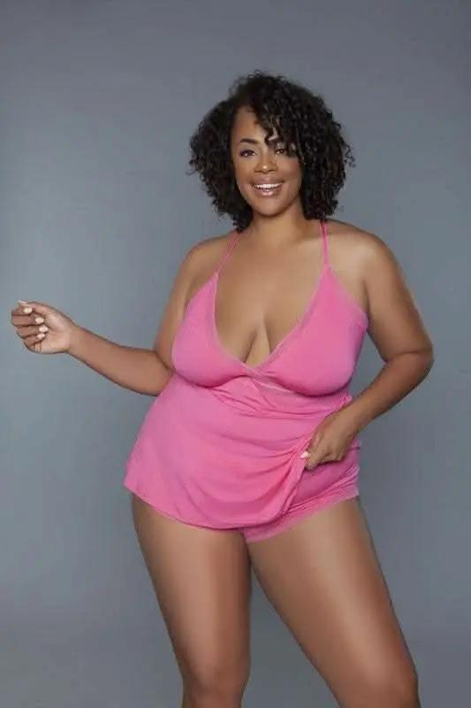 Shorts Premium BE WICKED Piper Cami Set, Coral, Size 1X - Women's Lingerie Sleepwear