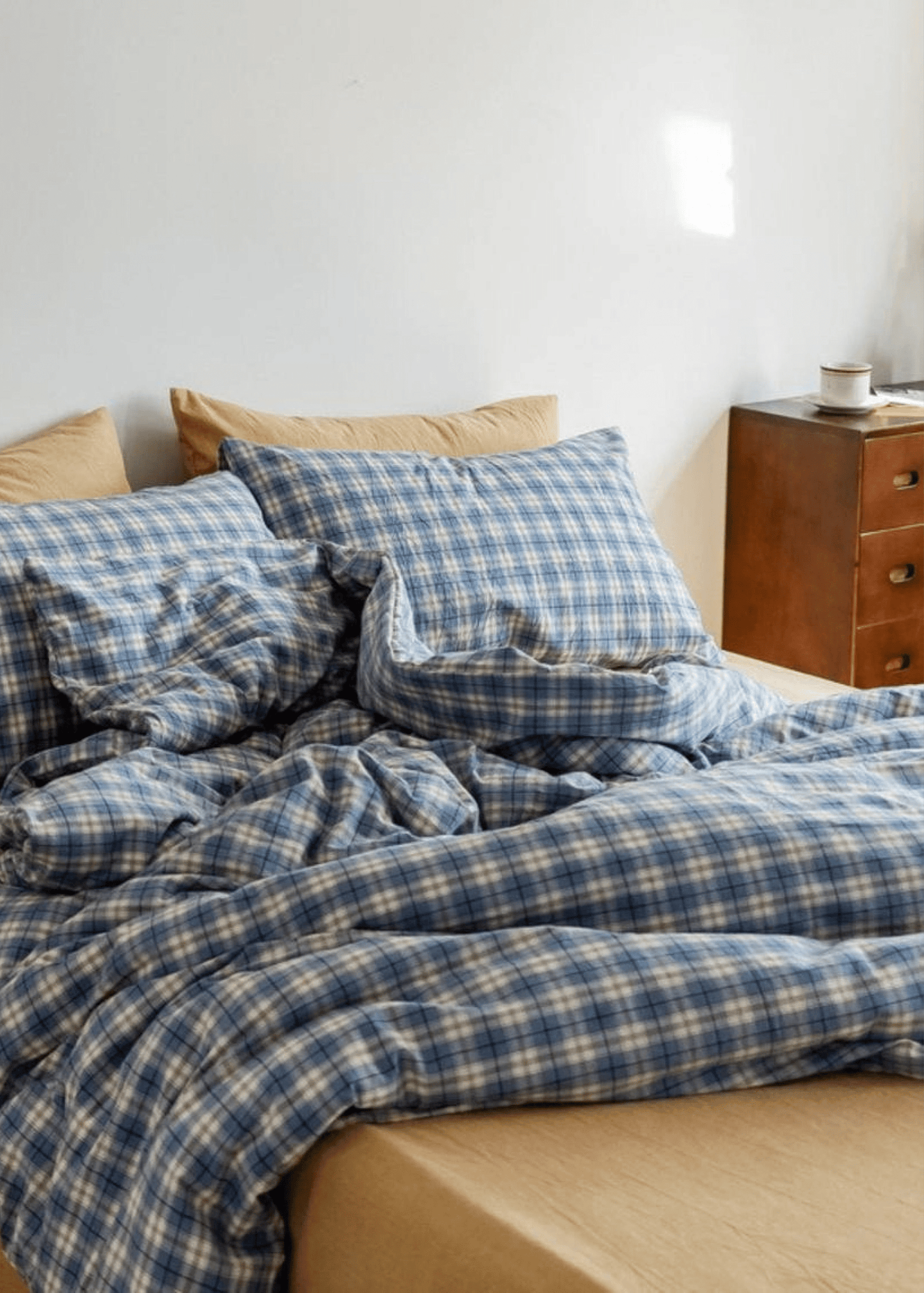 Plaid Bedding Set / Blue + Mustard