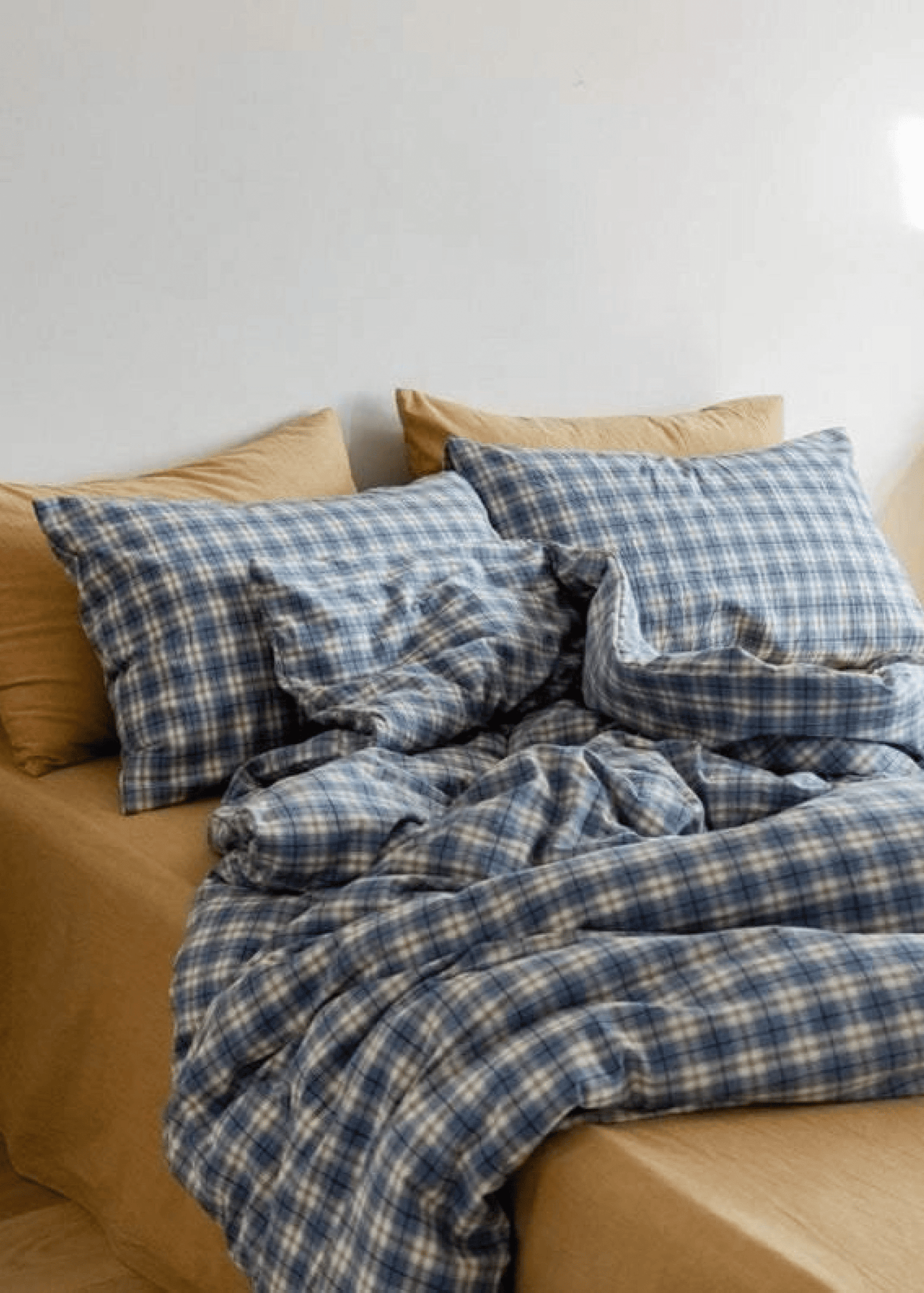 Plaid Bedding Set / Yellow + Mint Green