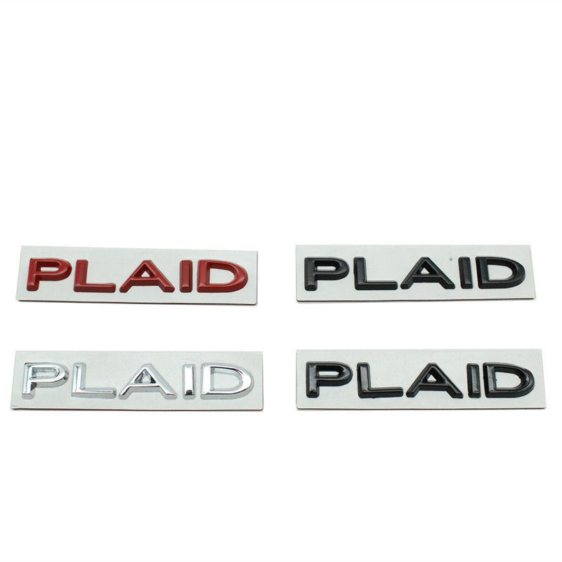 PLAID Letter Badge Emblem | Premium Alloy | 3M Adhesive | 4 Finishes Available