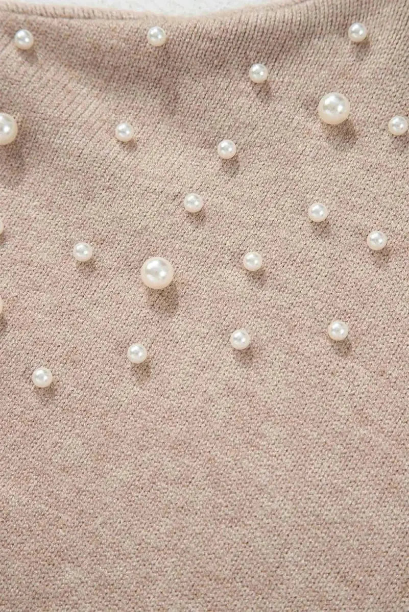 Women's Plus Size Sweater - Pearl Detail Round Neck - Chic & Comfy