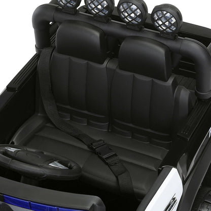 Interactive 12V Police Car Ride-On with RC, LED Lights, and Intercom - 6 Wheel Truck for Kids