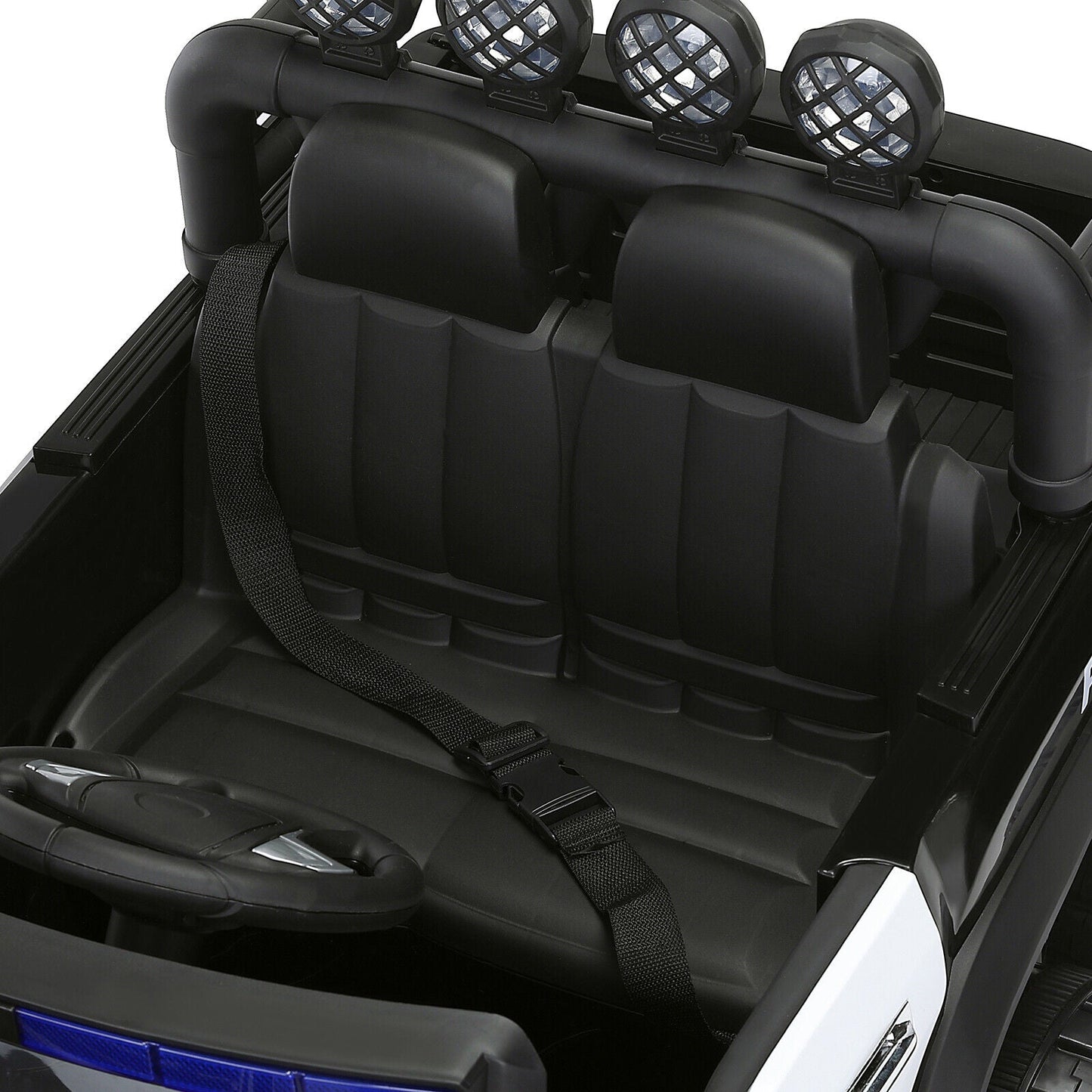 Police Car Truck for Kids with 12V Battery, 6 Wheels, LED Lights, Intercom, Siren, and Remote Control