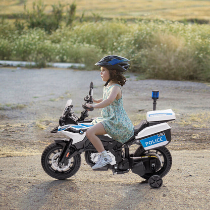 Police Motorcycle 4-Wheel Ride-On for Kids with Headlight and Warning Lights - 12V