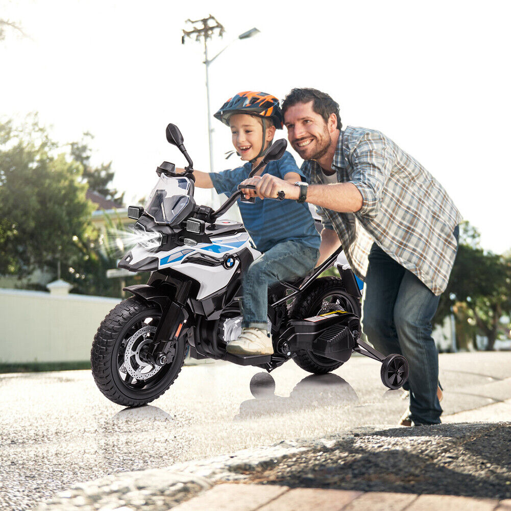 Police Motorcycle 4-Wheel Ride-On for Kids with Headlight and Warning Lights - 12V