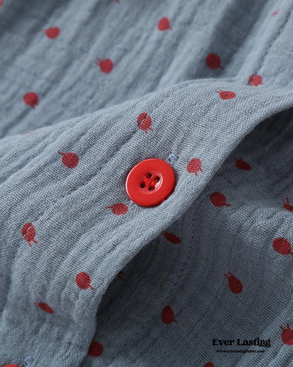Polka Dot Cute Collared Pajama Set