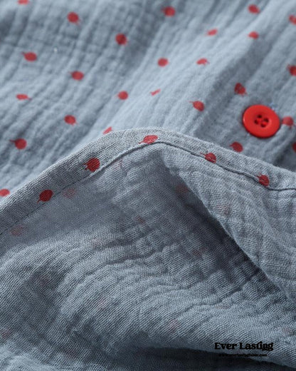 Polka Dot Cute Collared Pajama Set