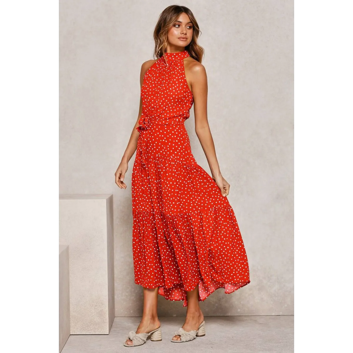 Polka Dot Halter Dress