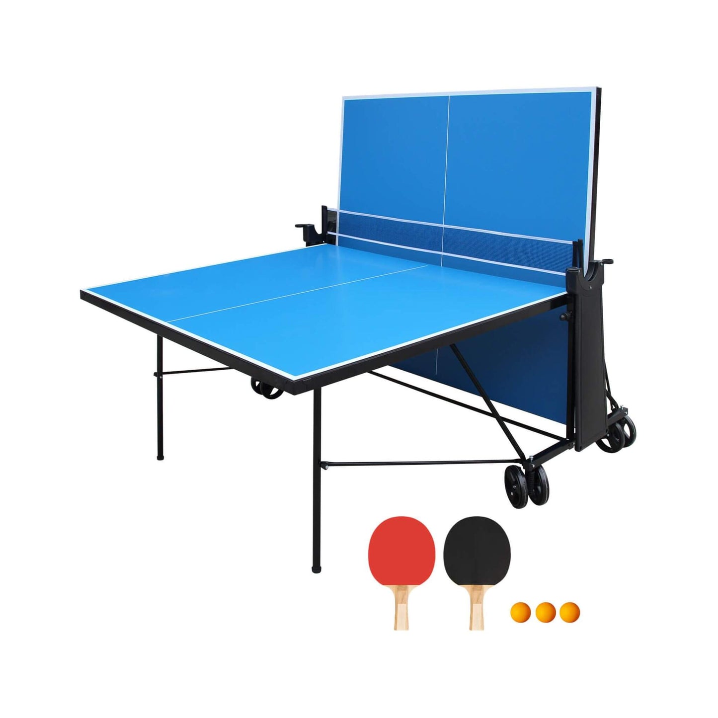 Portable 108-Inch Full-Size Table Tennis Table Set With Net, Paddles And Balls (SAK50384)
