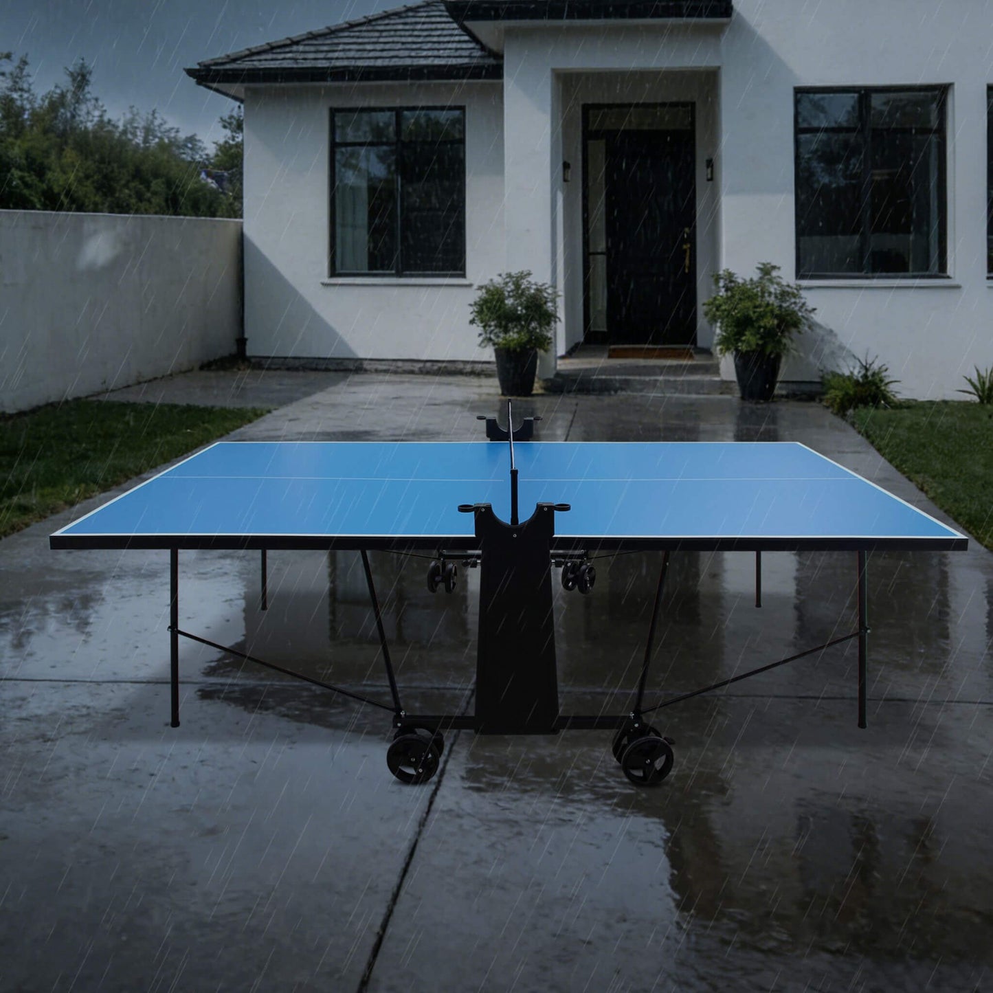 Portable 108-Inch Full-Size Table Tennis Table Set With Net, Paddles And Balls (SAK50384)