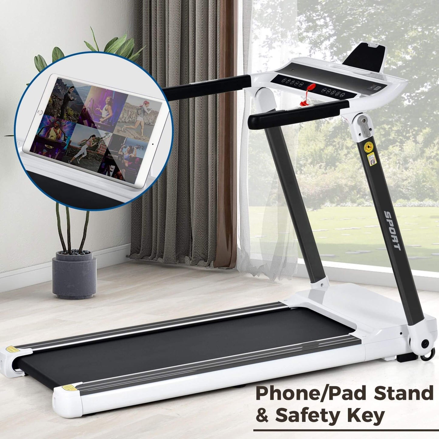 Rovix Portable Compact Home Cardio Fitness Treadmill With 3.5HP Electric Motor & Bluetooth Speakers (SAK32416)