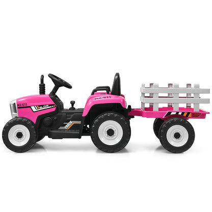 Power Up Your Child's Playtime with the Large Capacity Battery-Powered Ride-On Tractor and Trailer Set from Topbuy