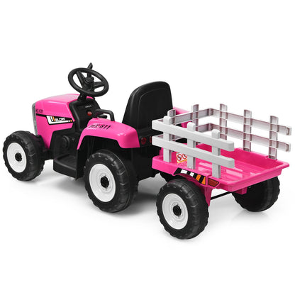 Power Up Your Child's Playtime with the Large Capacity Battery-Powered Ride-On Tractor and Trailer Set from Topbuy