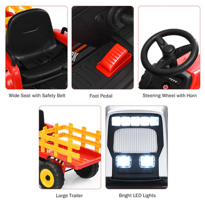 Power Up Your Child's Playtime with the Large Capacity Battery-Powered Ride-On Tractor and Trailer Set from Topbuy