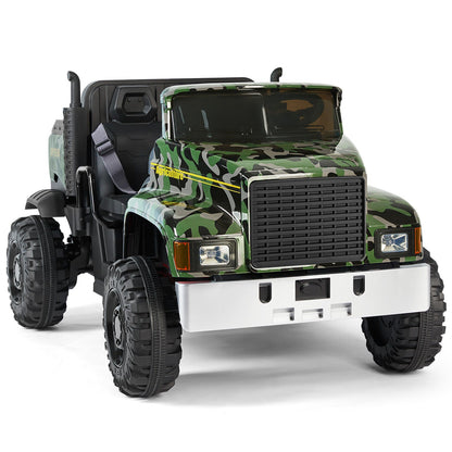 Powerful 24V Battery-Powered 2-Seater Kids Ride On Tractor with Dump Bed and RC Control