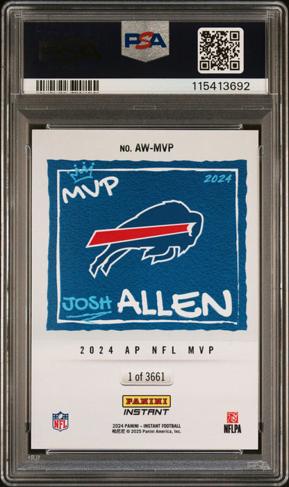 Graded 2024 Panini Instant NFL Josh Allen #MVP Award Winners PSA 8 Near Mint